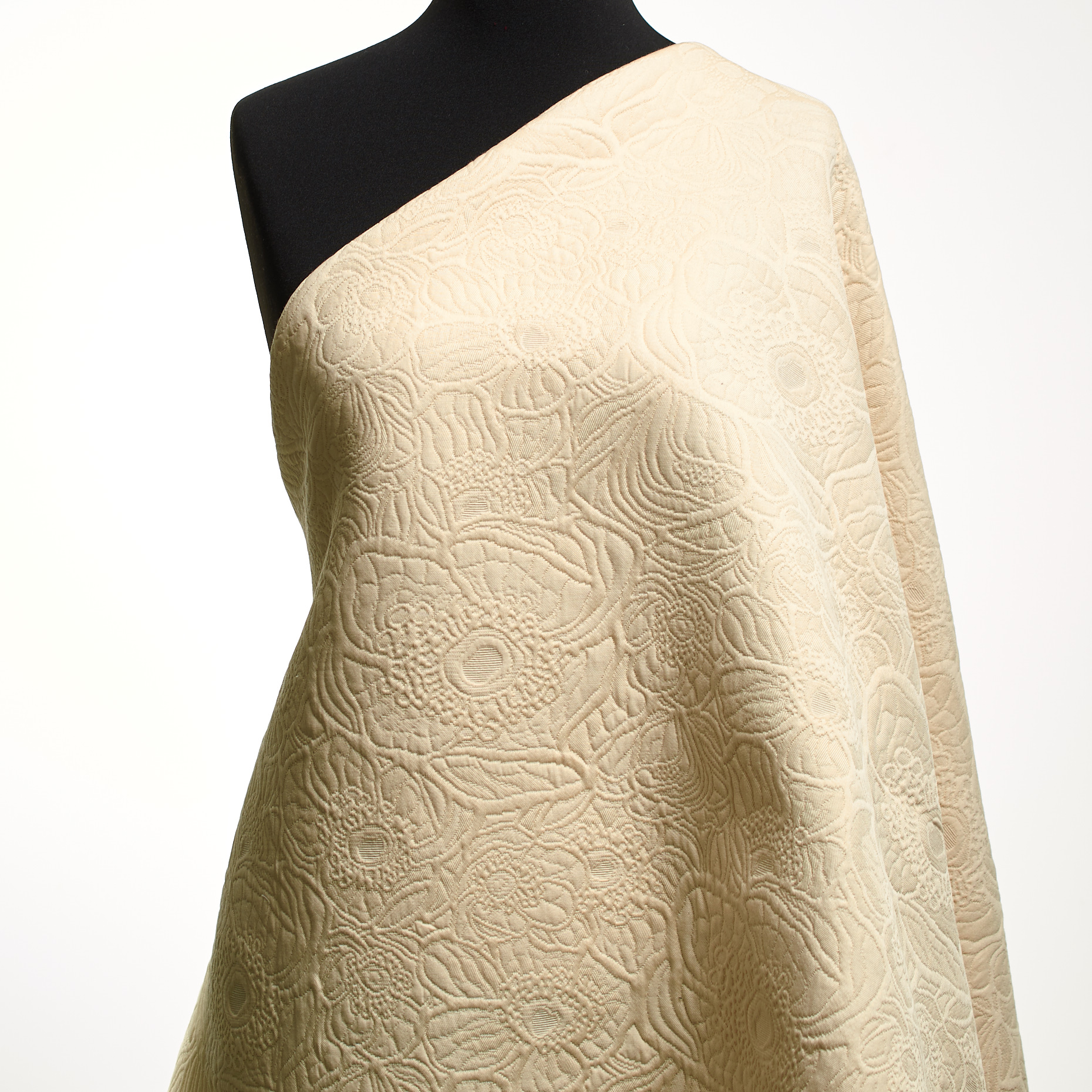 Żakard, Bawełna, Ton w ton, Antique White