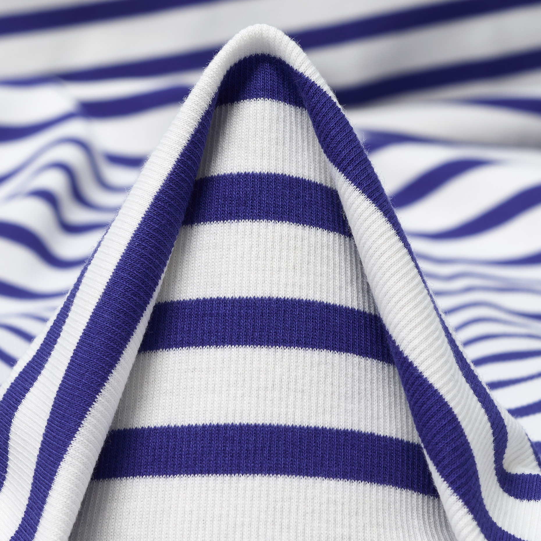 Rippjersey, Baumwolle, Streifen, Antique White&Deep Ultramarine