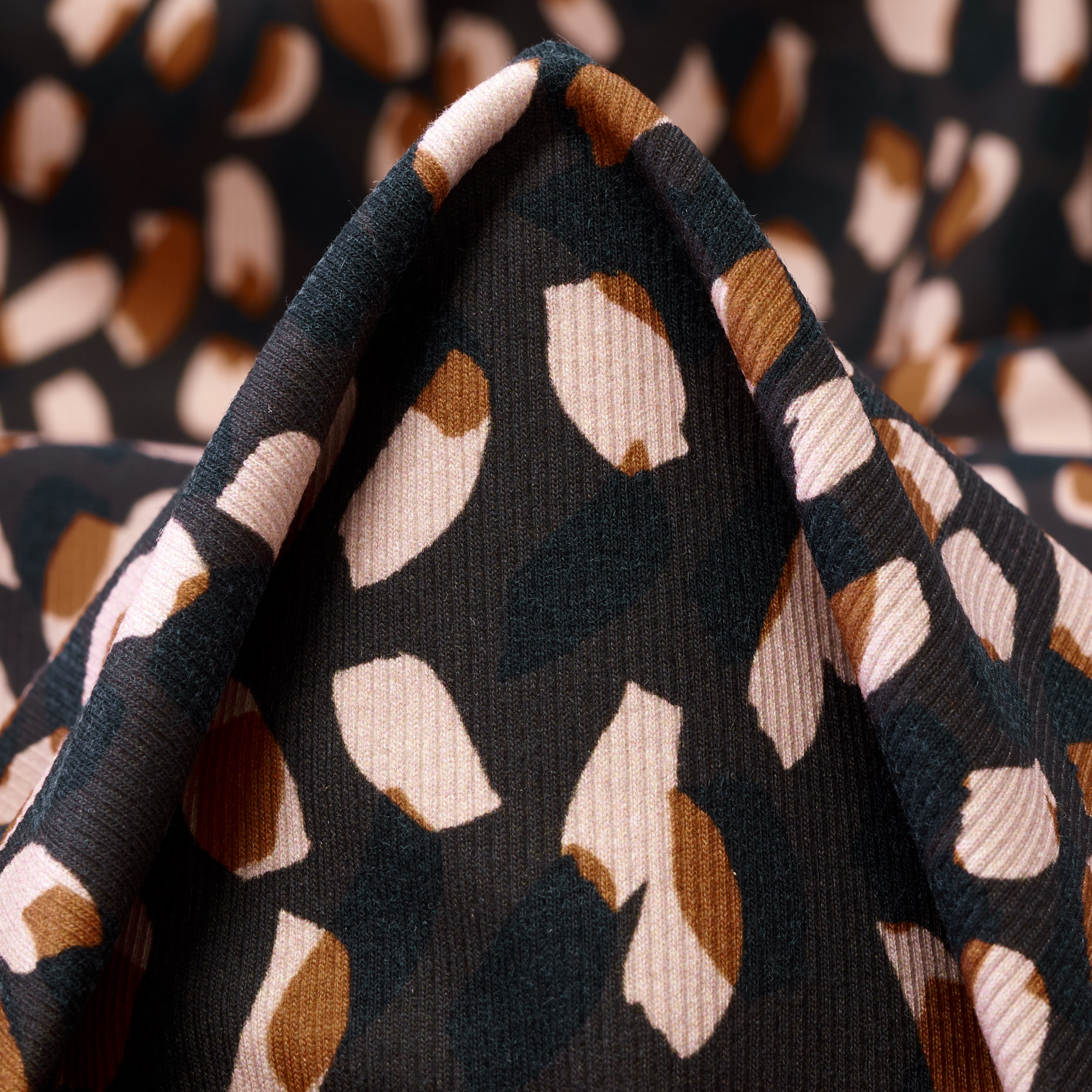 Rib Jersey, Cotton, Printed, Coffee&Wild Rose