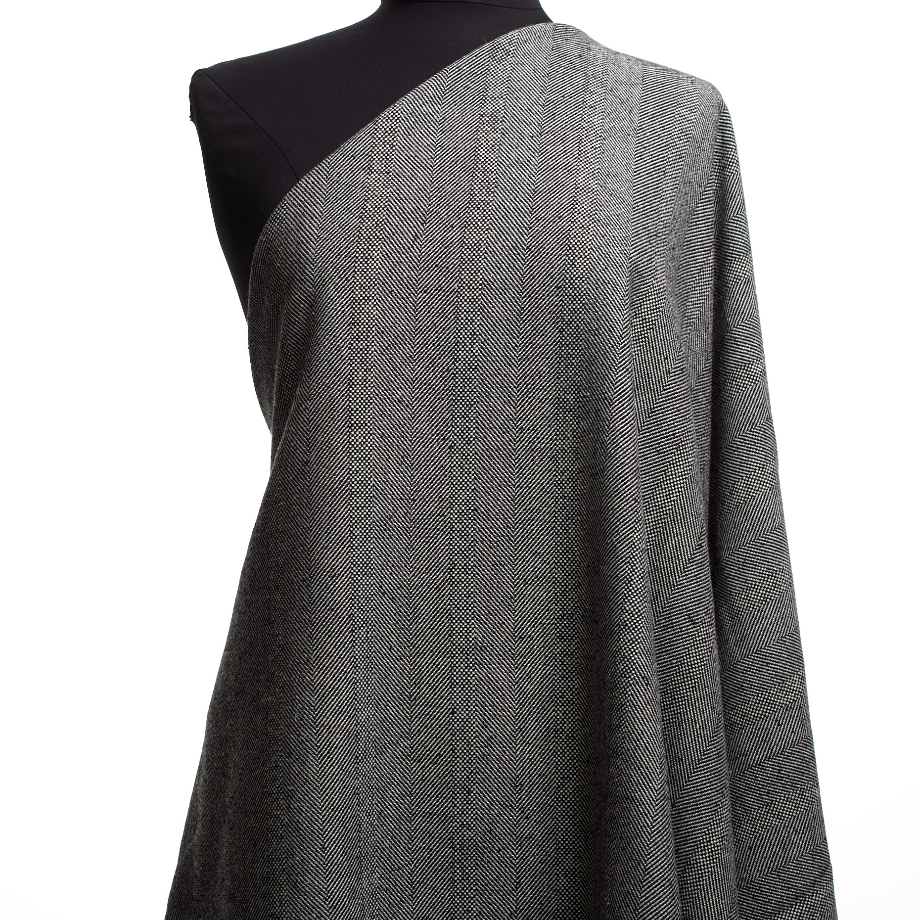 COTTON, VIRGIN WOOL, HERRINGBONE, JET BLACK&SNOW WHITE