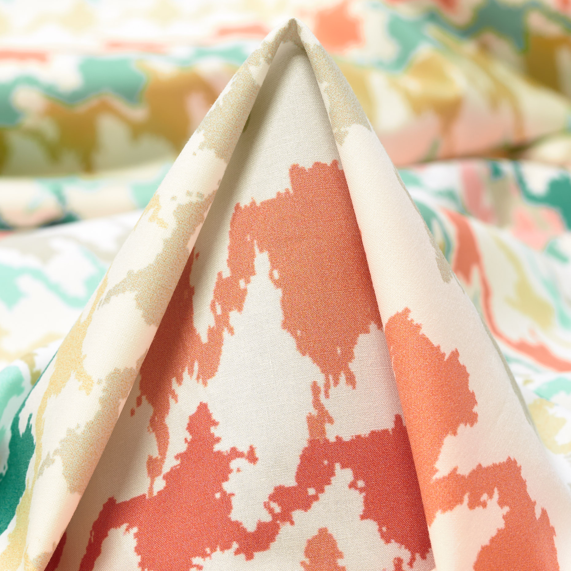 Popeline, Cotone, Stampato, Brilliant White&Turquoise